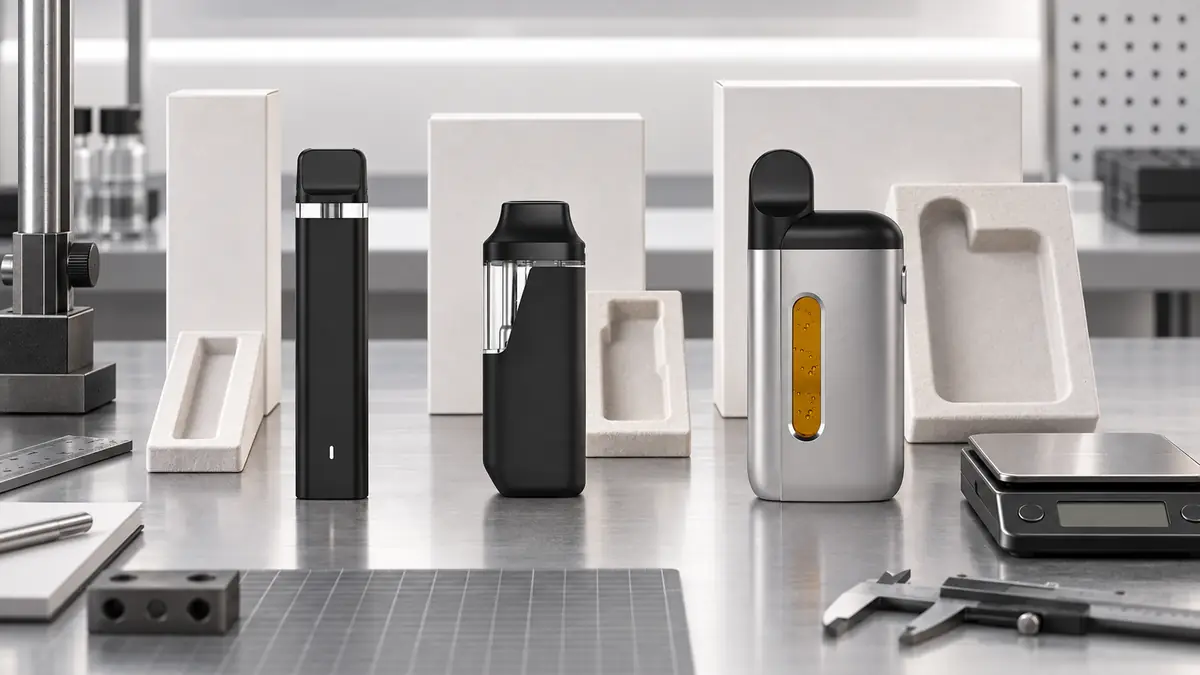 ILEVA STICK, X04 and LFDP59 empty AIO hardware comparison for fill mass, battery endurance and packaging pack-out.