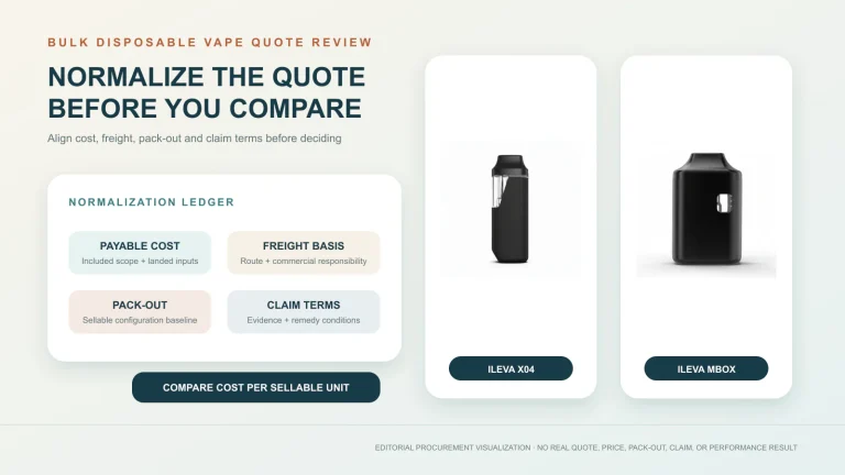 ILEVA X04 and MBOX illustrating normalized bulk disposable vape wholesale quote comparison