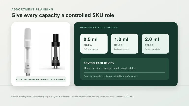 Full ceramic cartridge capacity assortment planning across 0.5 ml, 1.0 ml and 2.0 ml formats