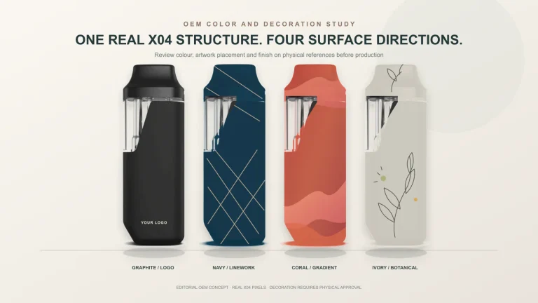ILEVA X04 vape hardware color and logo customization concepts for OEM approval